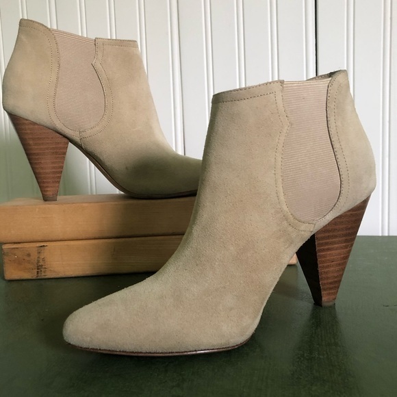 Joie Barleena Suede Cone Heel Ankle Boots - Picture 1 of 6